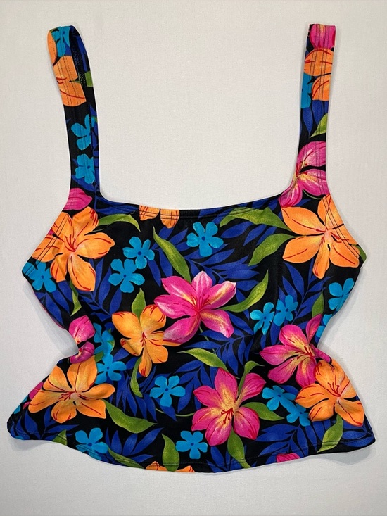 Catalina Other - 90’s Y2K Vintage Catalina Tropical Floral Print Tankini Swim Top Neon Women’s M
